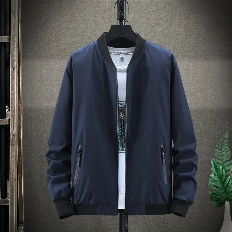 Trendy Stand Collar Solid Color Casual Jacket
