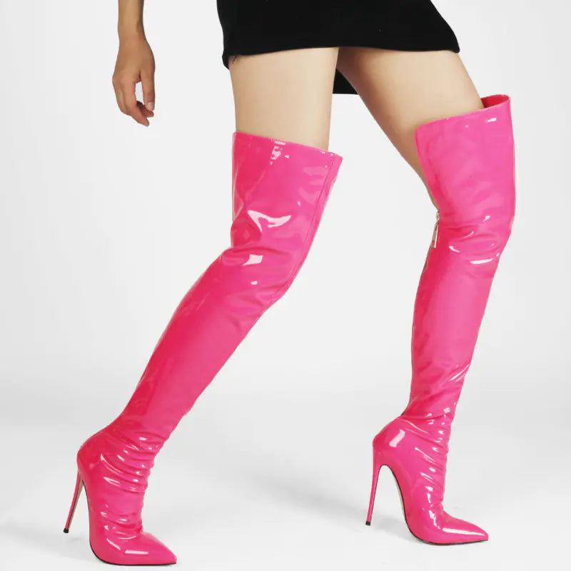 Black Over The Knee High Heel Boots for Women