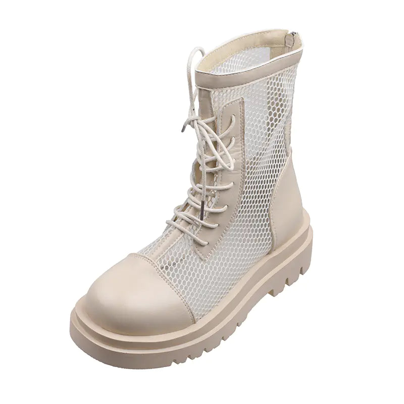 Breathable Leather Martin Boots with Thick Sole