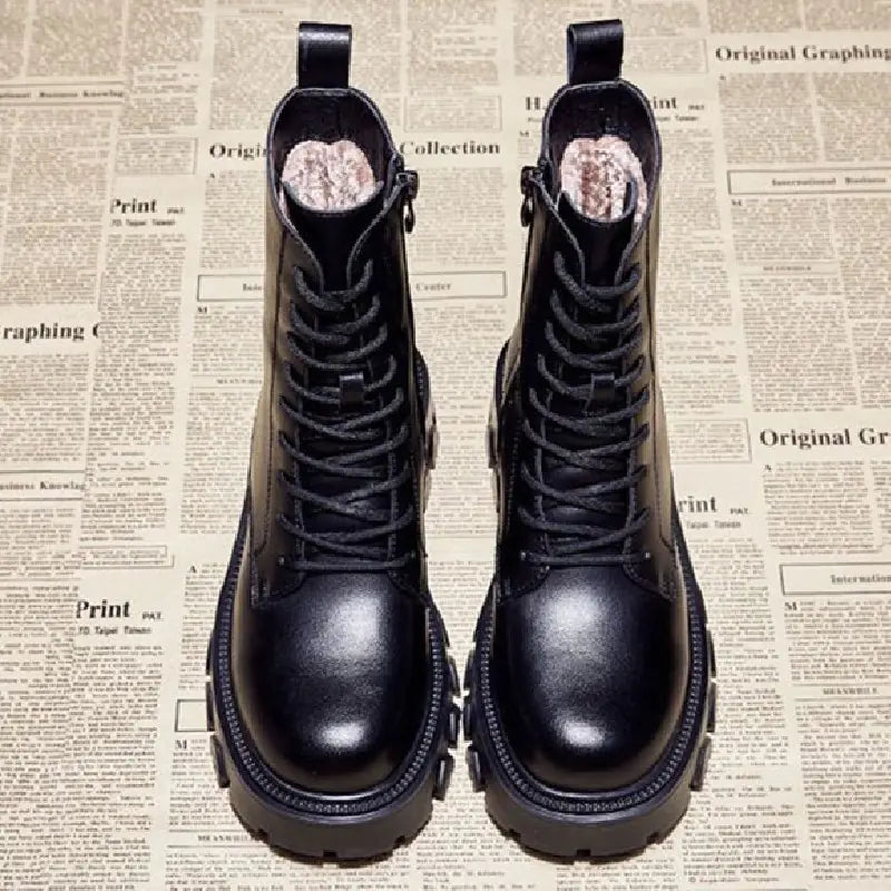 Women's Plus Velvet Thick-Soled Martin Boots for Fall/Winter