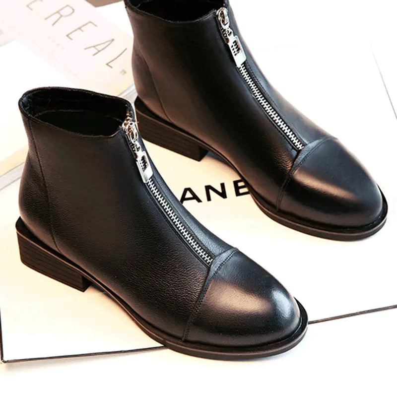 Women's Chunky Heel Ankle Boots - Martin Style