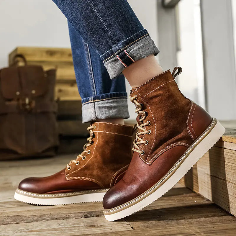 Botas retro de hombre de caña alta estilo americano