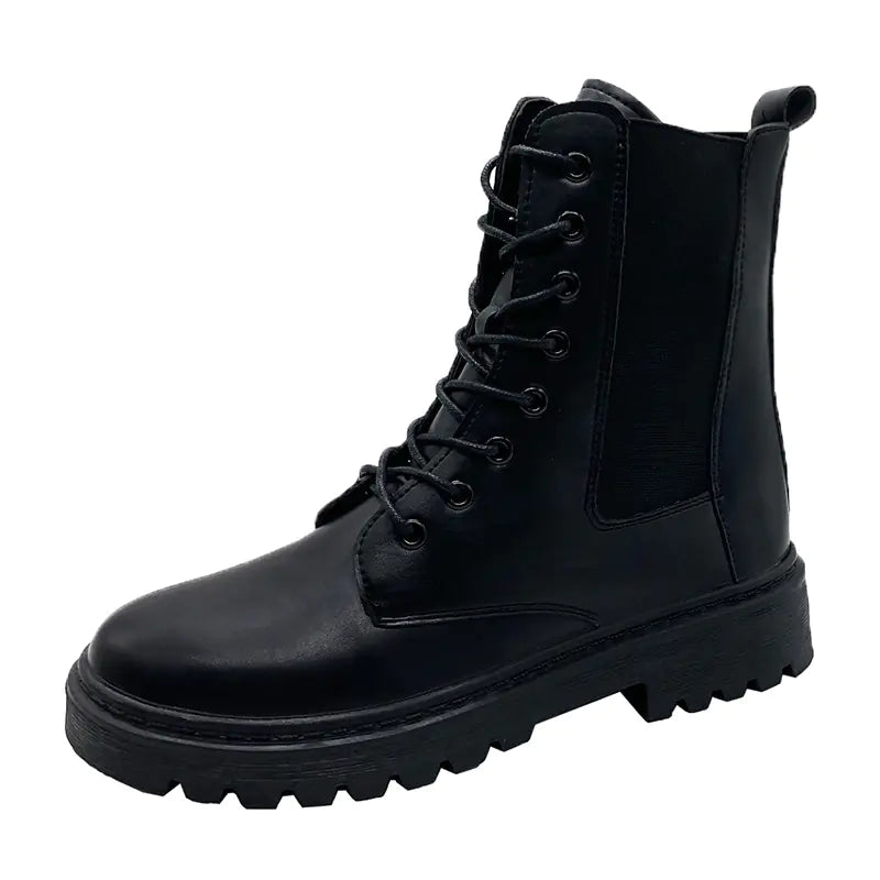 British Style Round Toe Lace-up Martin Boots