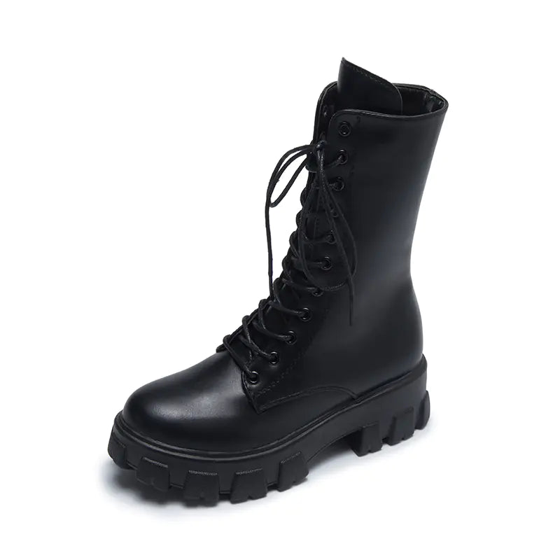 Botines casuales con cordones y suela gruesa estilo británico