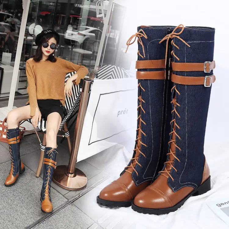 Autumn Women's Over-the-Knee Denim Boots