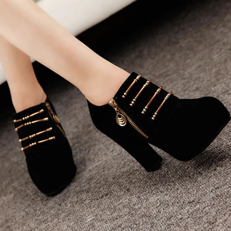 New Women's Chunky Heel Waterproof Ankle Boots