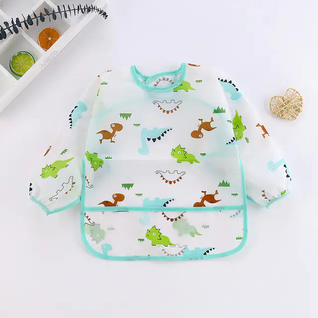 Cute Toddler Waterproof Long Sleeve Bib Apron for Kids