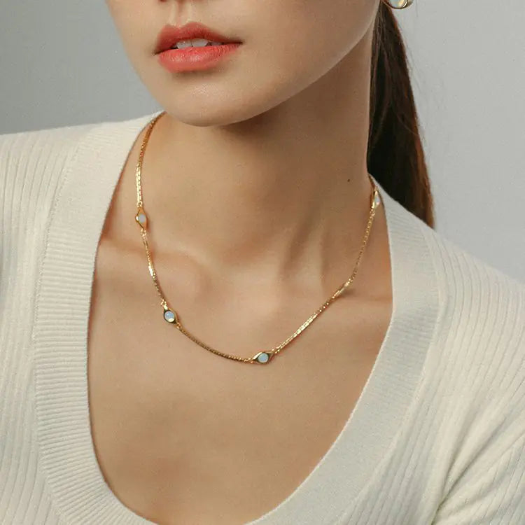 18K Gold Plated Opal Eye Necklace for Women