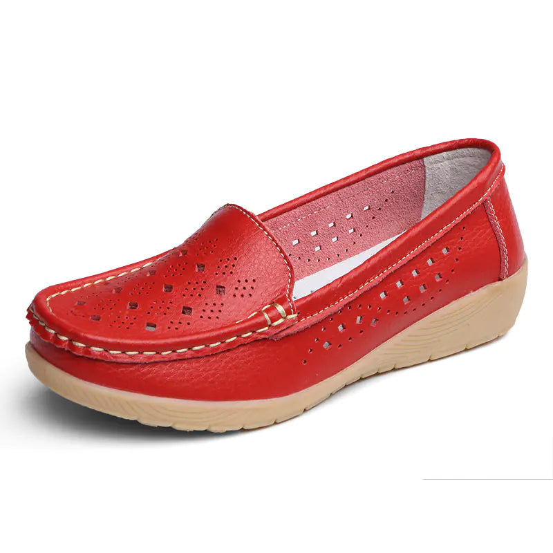 Aier Spring Autumn Women's Wedge Leather Shoes