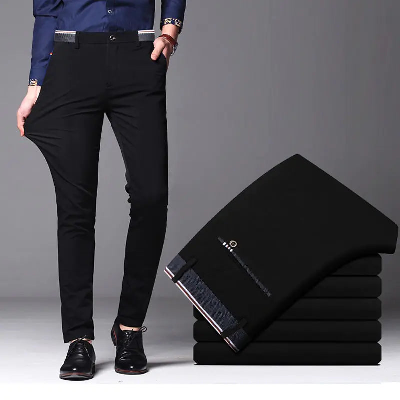 Men's Elastic Band Straight Casual Business Pants