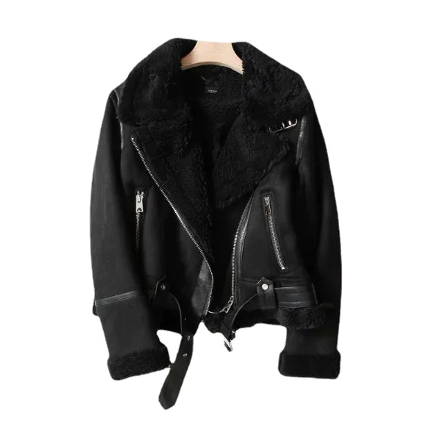 Vivistti Women's Faux Suede Lamb Wool Jacket (One Piece)
