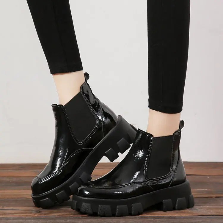 Damen Martin Boots im britischen Stil mit dicker Sohle