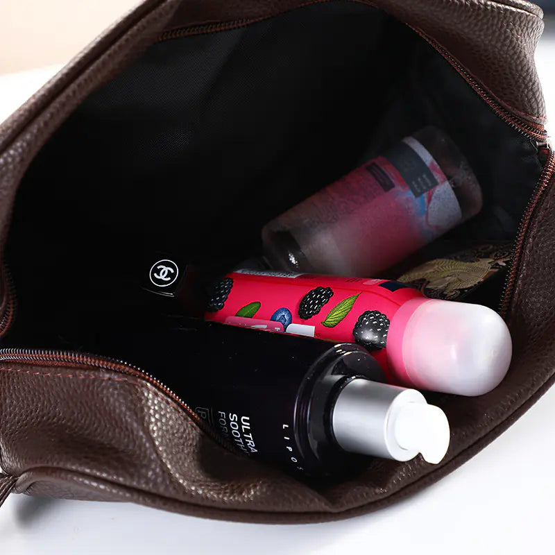 LAYRUSSI Waterproof PU Leather Makeup and Toiletries Bag