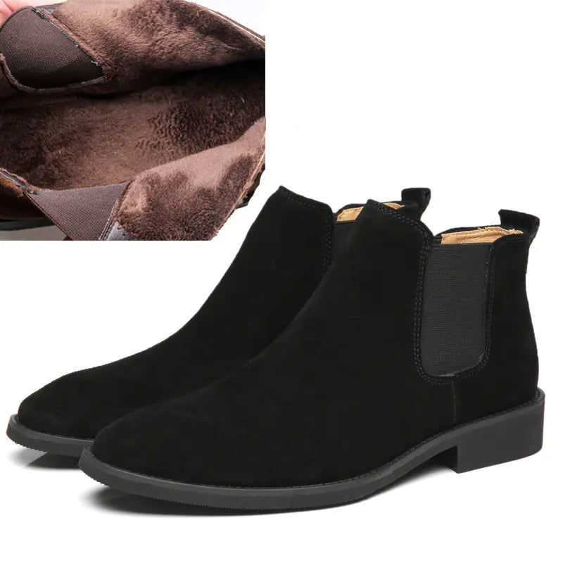 Men's High-Top Leather Pointed Toe Boots