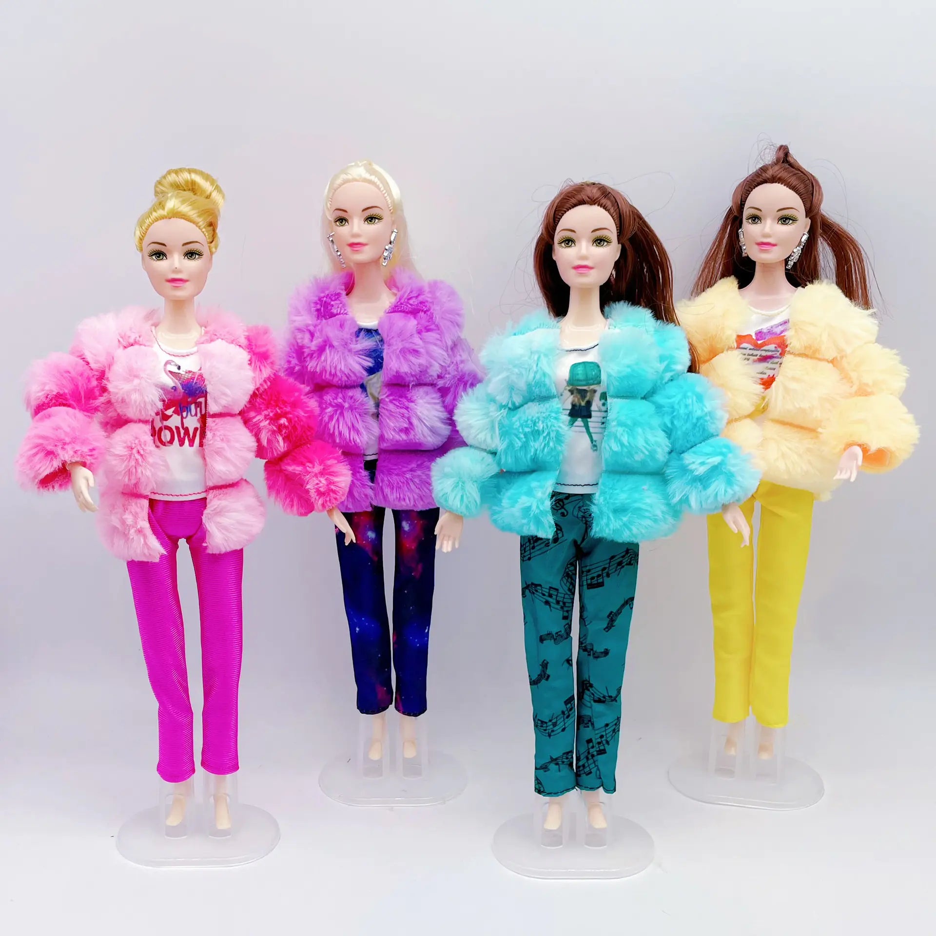 11 Inch Barbie Doll Clothes with Plush Short Coat Set