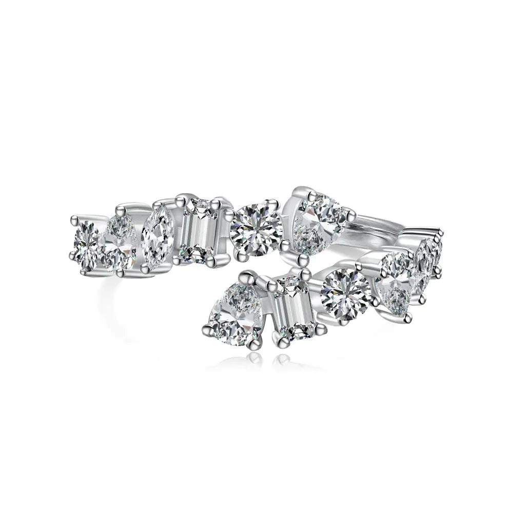 S925 Silver Zirconia Simulated Diamond Ring Stack