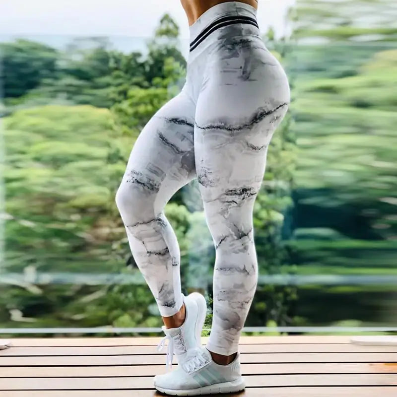 High Waist Printed Stretch Yoga Leggings for Fitness