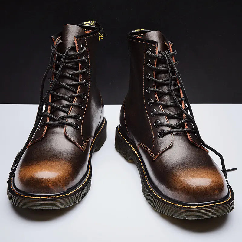 Botas Martin de cuero de estilo británico de caña alta para hombre
