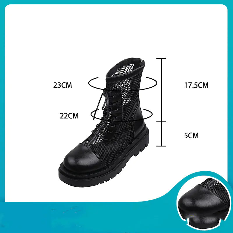 Breathable Leather Martin Boots with Thick Sole