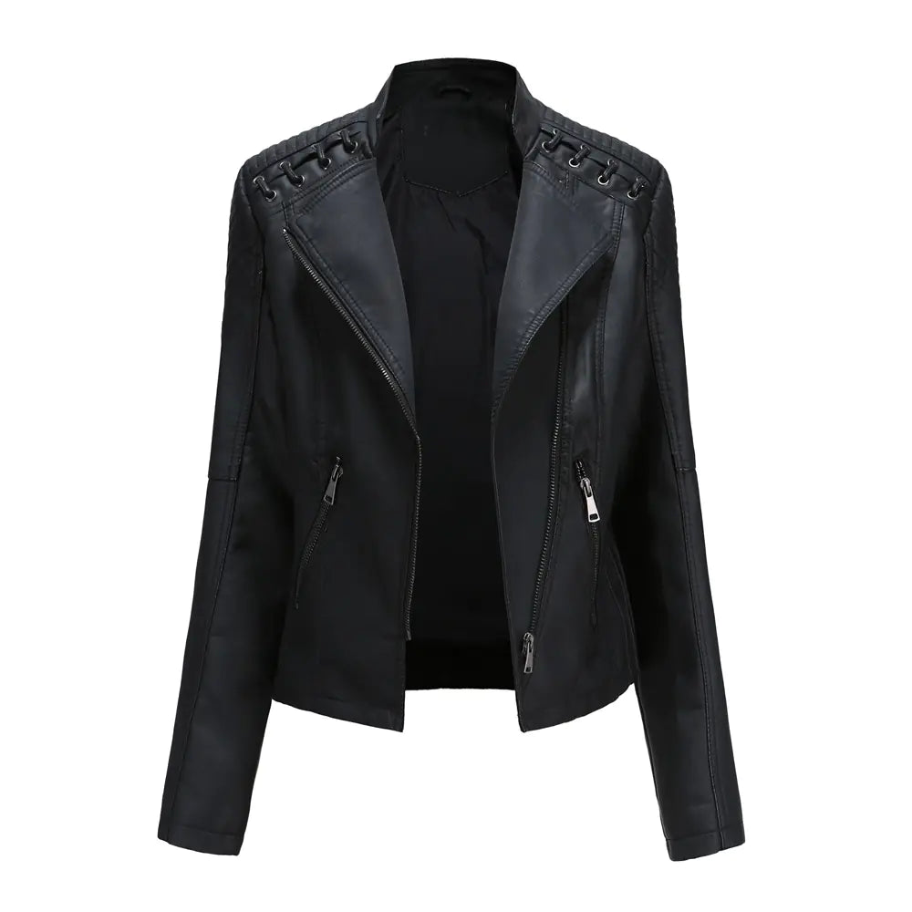 2020 Women's Slim Fit Leather Jacket for Spring/Fall