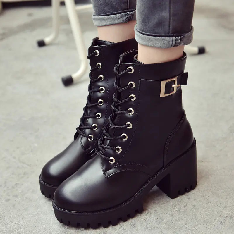 Wasserdichte Martin-Stiefel für Damen mit klobigem Absatz (Herbst/Winter)