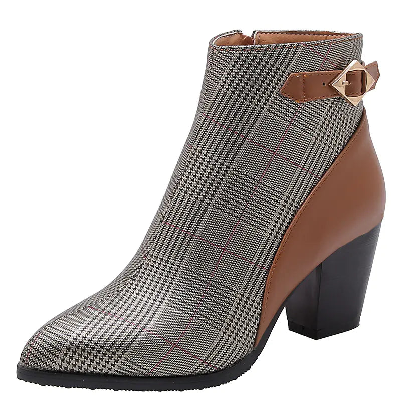 Botines de tacón alto para mujer con tacón grueso