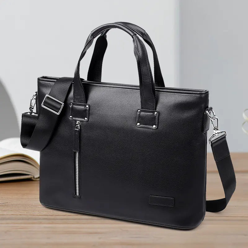 Genuine Leather Men's Briefcase for 14-inch Laptop