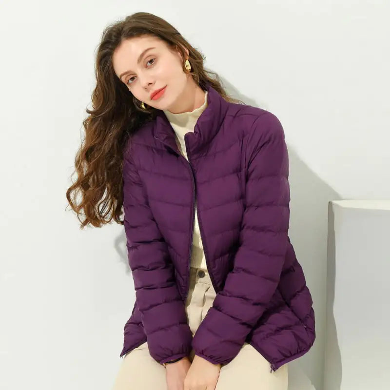 Korean Style Stand-Collar Ladies Down Jacket for Fall/Winter