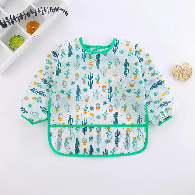 Cute Toddler Waterproof Long Sleeve Bib Apron for Kids