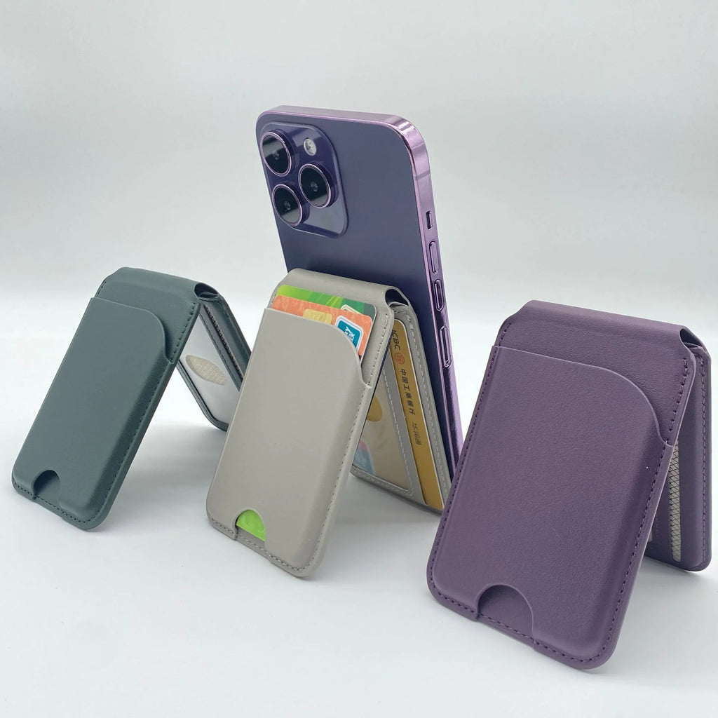 Leather Multi-functional Magnetic Bracket Card Holder