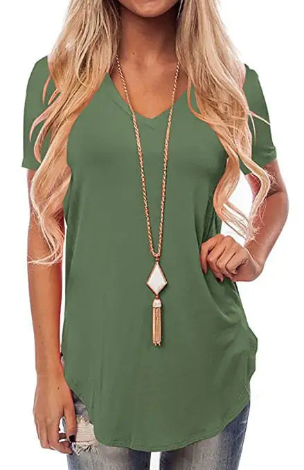 V-Neck Short Sleeve Loose Tuxedo T-Shirt