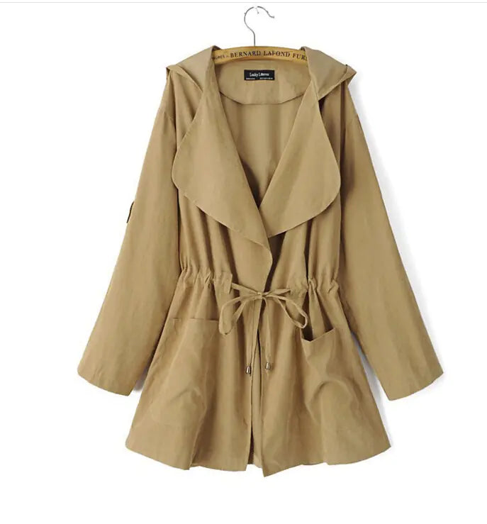 Lightweight Hooded Trench Coat (Mid-Length)