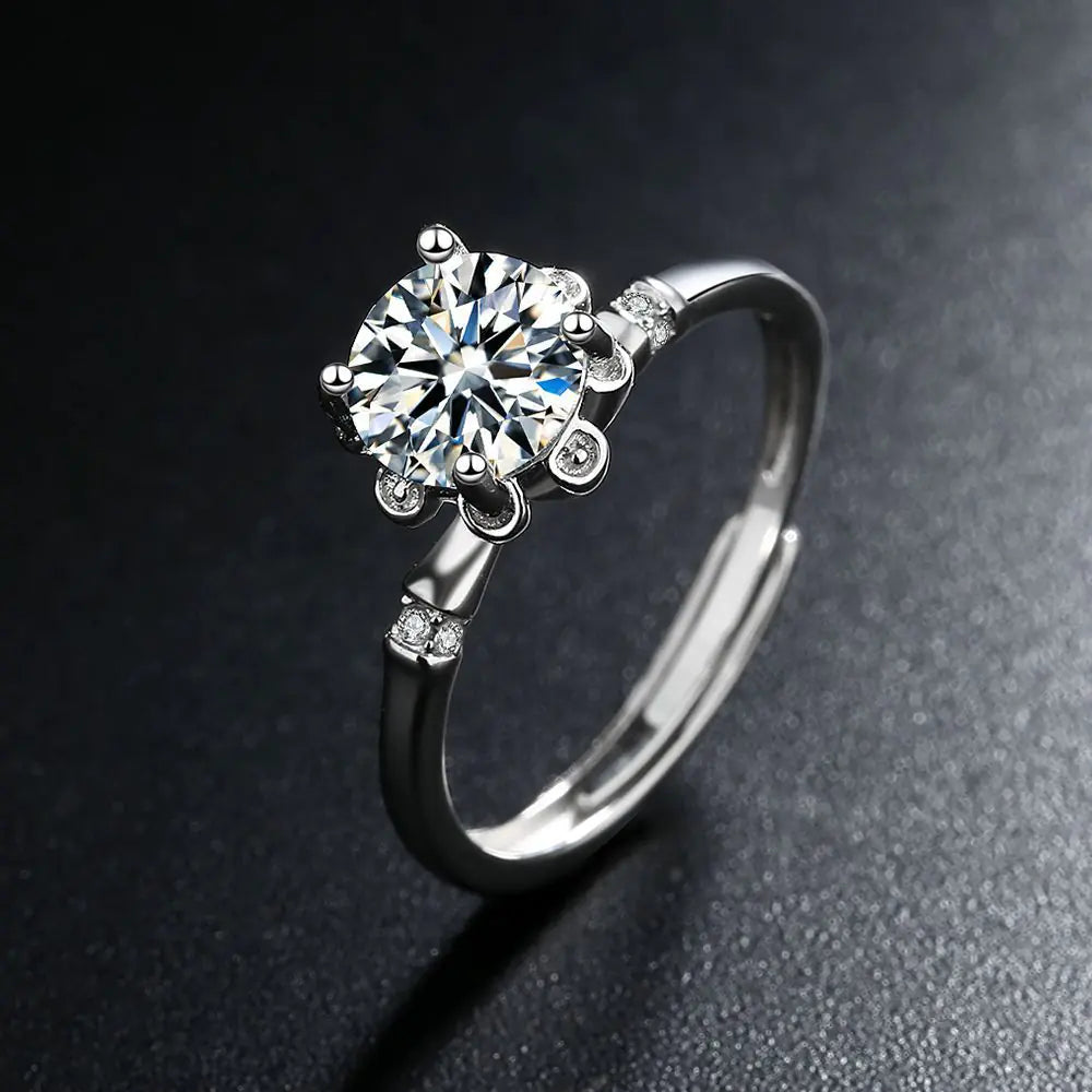 S925 Sterling Silver 1 Carat Moissanite Ring for Women
