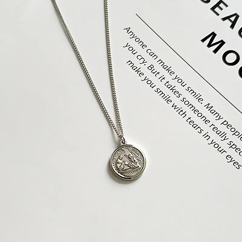 18K Gold-Plated Coin Pendant Necklace for Women