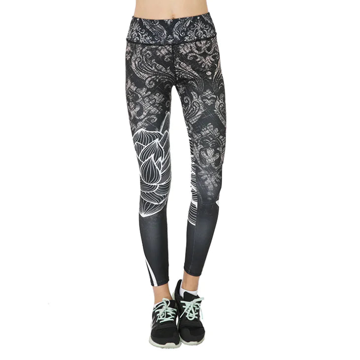 Digital Printed High-Waist Yoga Leggings with Stretch