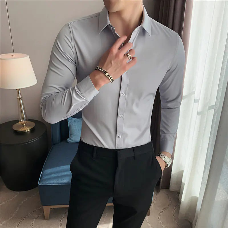Summer Men's Slim Fit Long Sleeve Shirt