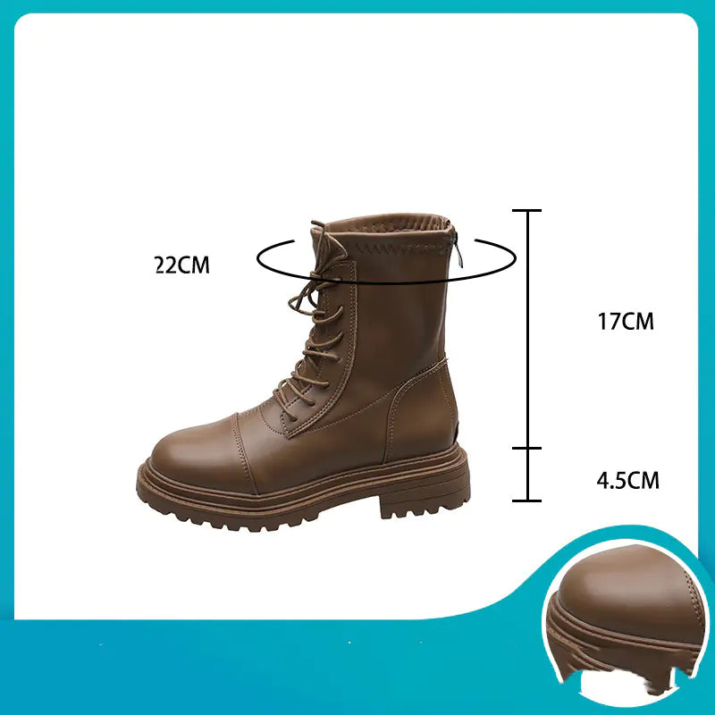 Breathable Leather Martin Boots with Thick Sole