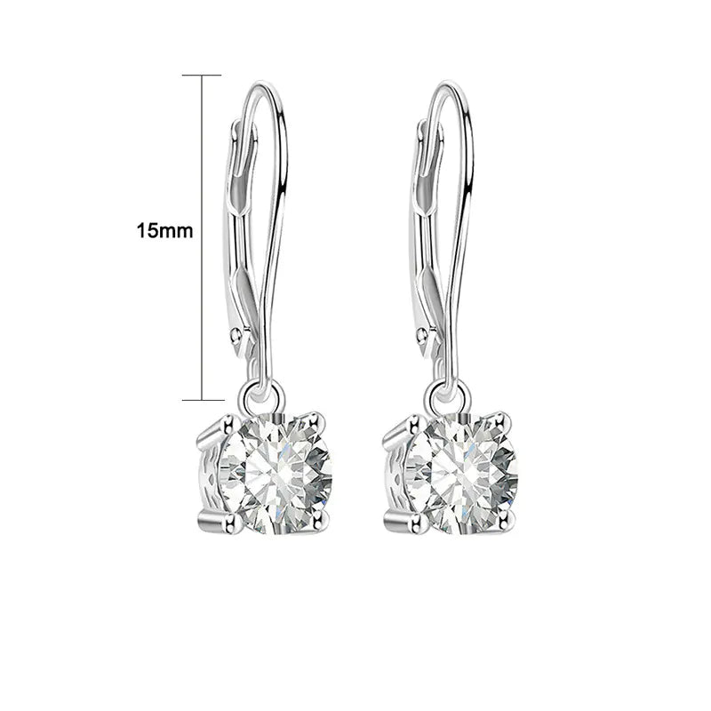 S925 Silver Single Diamond Zirconia Hoop Earrings