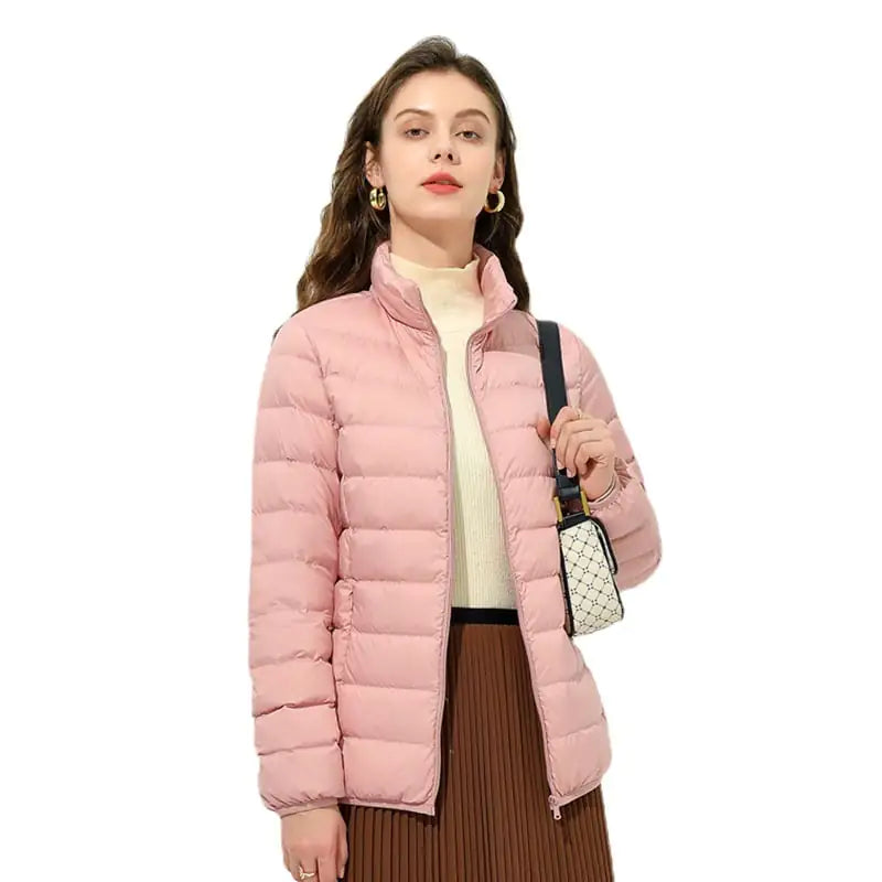 Korean Style Stand-Collar Ladies Down Jacket for Fall/Winter