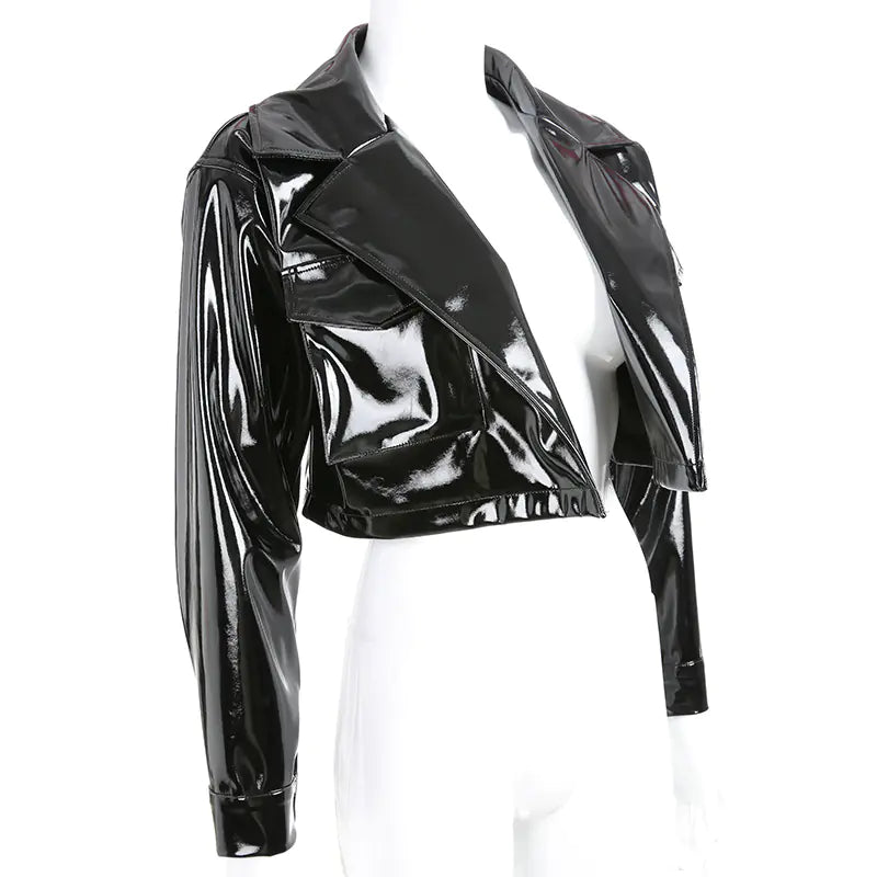 Fashionable Short PU Leather Jacket for Women