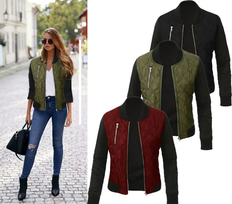 Trendy Solid Color Zip-Up Jacket for Women