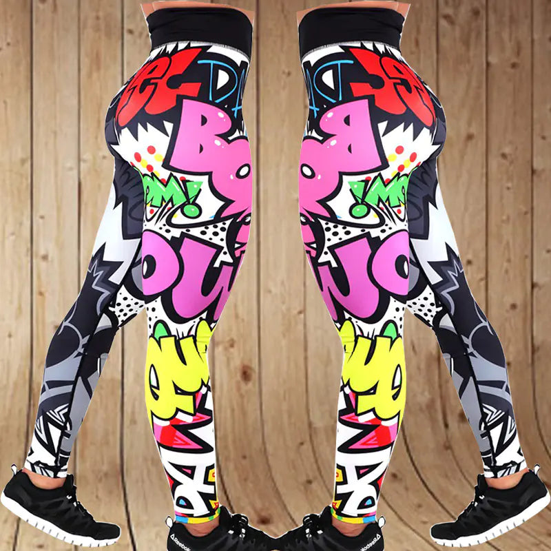 Printed Little Monster High Waist Yoga Leggings
