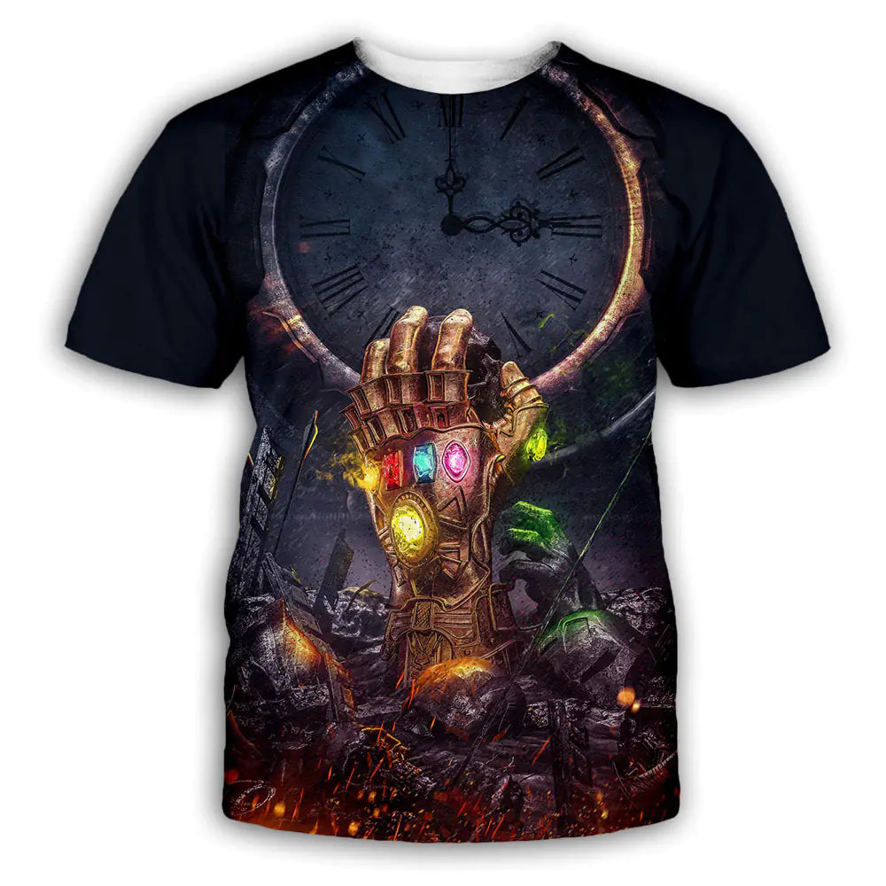 Avengers 3D Digital Print Short Sleeve T-Shirt