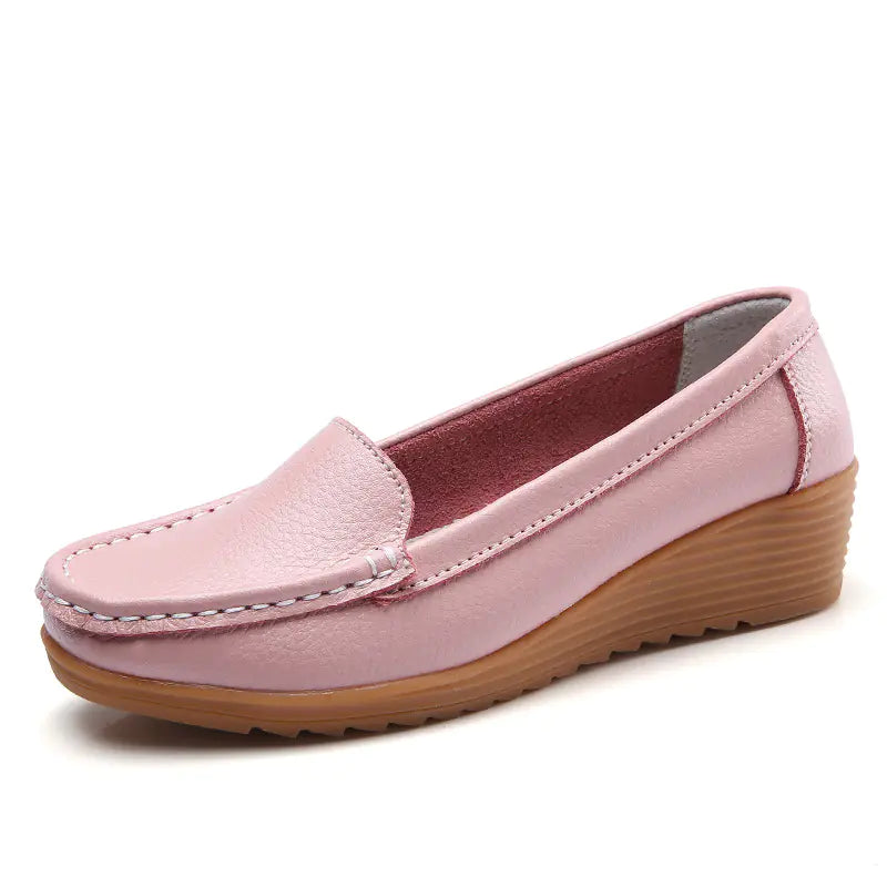 Aier Damen Wedge Leder Halbschuhe für Frühling und Herbst