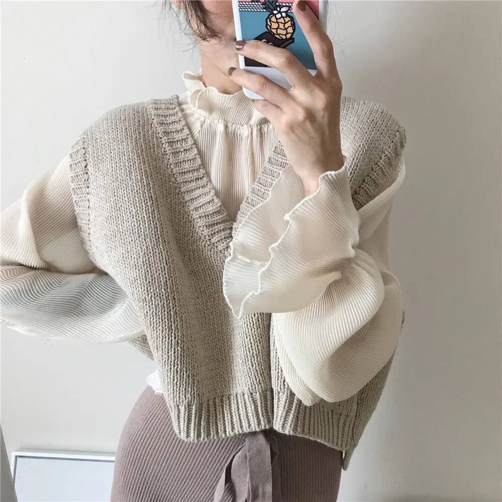 2018 Spring Style Ruffled Collar Chiffon Blouse for Women