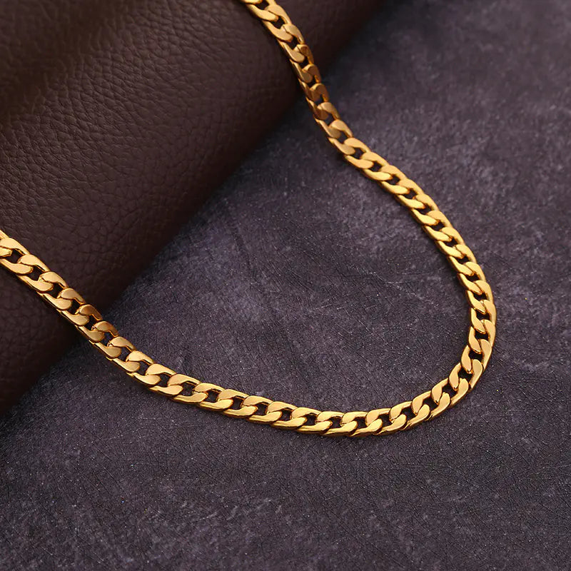 Unisex 18K Gold Plated Cuban Chain Necklace