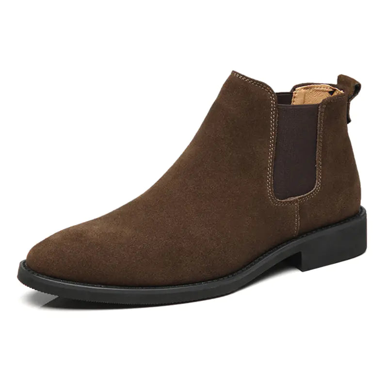 Men's High-Top Leather Pointed Toe Boots