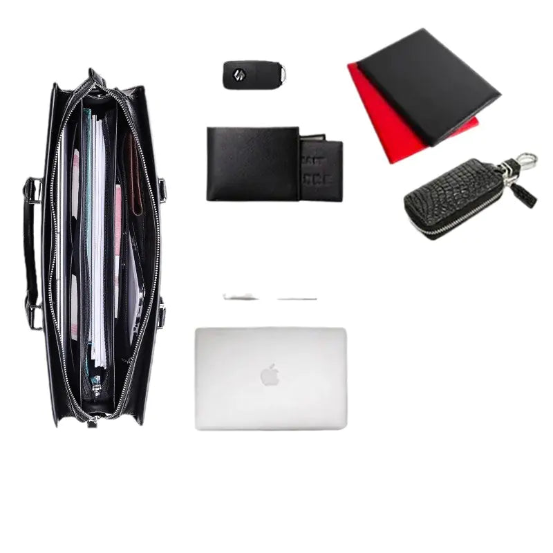 Genuine Leather Men's Briefcase for 14-inch Laptop