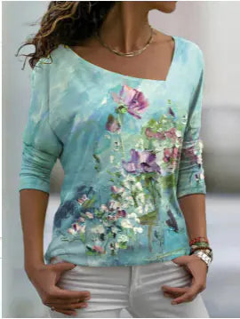 2023 Women's Casual 3D Floral Print Short Sleeve T-Shirt