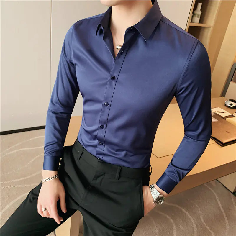Summer Men's Slim Fit Long Sleeve Shirt